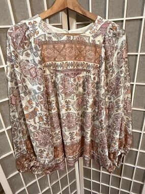 NEW ANTHROPOLOGIE BOHO 100% INDIAN SILK TOP PEASANT BLOUSE💖